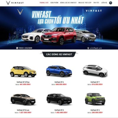 Giao diện theme WordPress bán xe VinFast chuyên nghiệp, thiết kế hiện đại, tùy biến dễ dàng với Flatsome.